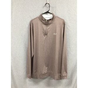 Realtree Mens XL Performance Quarter Zip Pullover Heather Brown Activewear Top